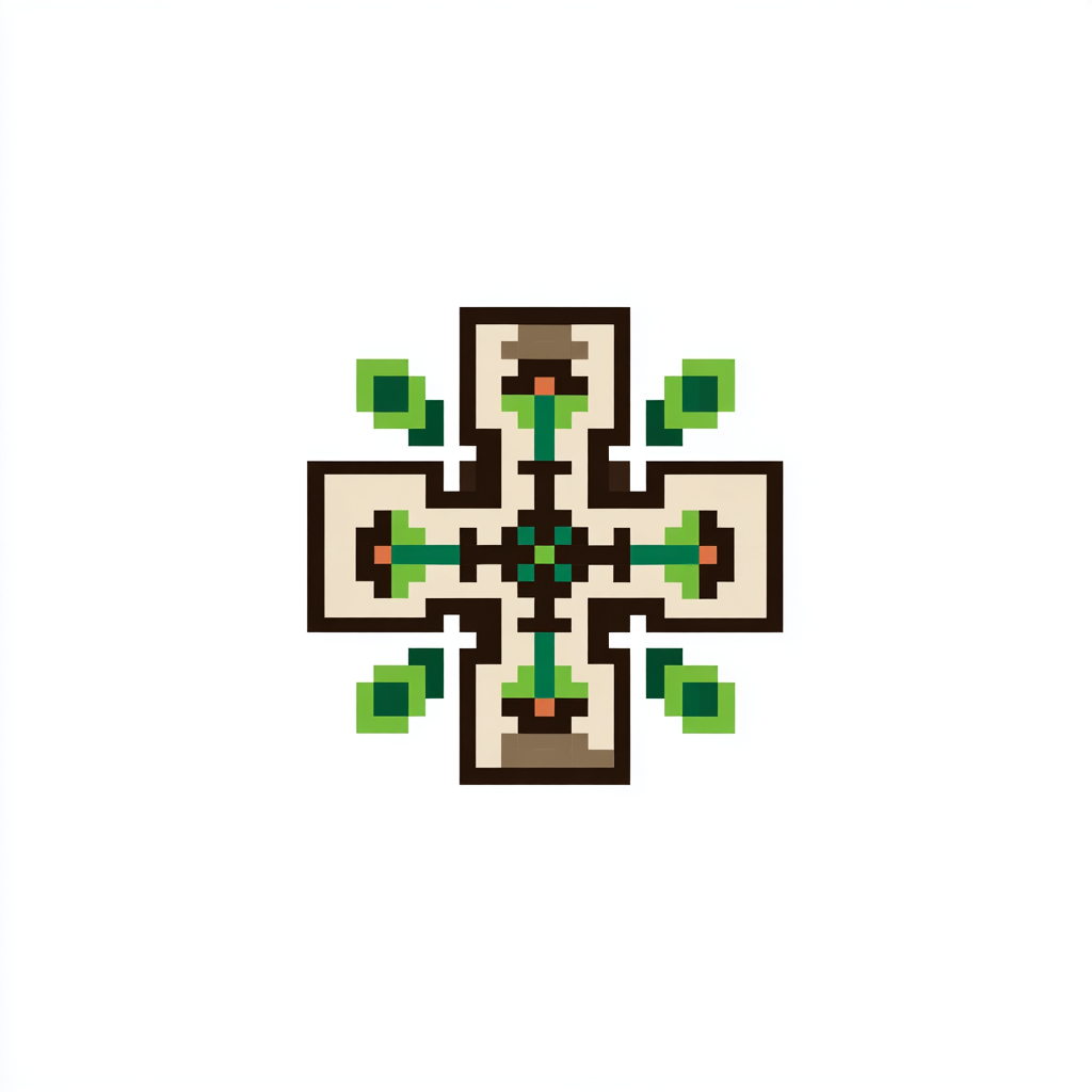 Garden logo - cross with growing leaves representing Christian apologetics
